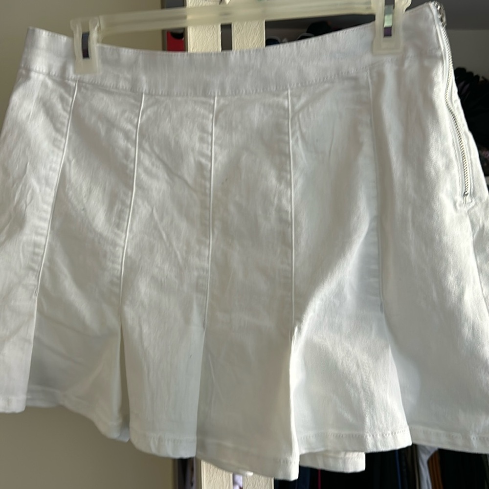 No boundaries white jean skirt